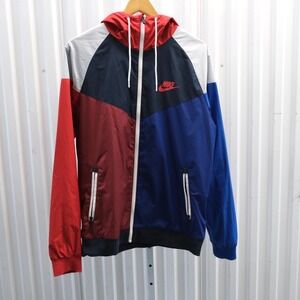 Nike Windrunner Hooded Jacket Men's Medium Blue Red White Colorblock